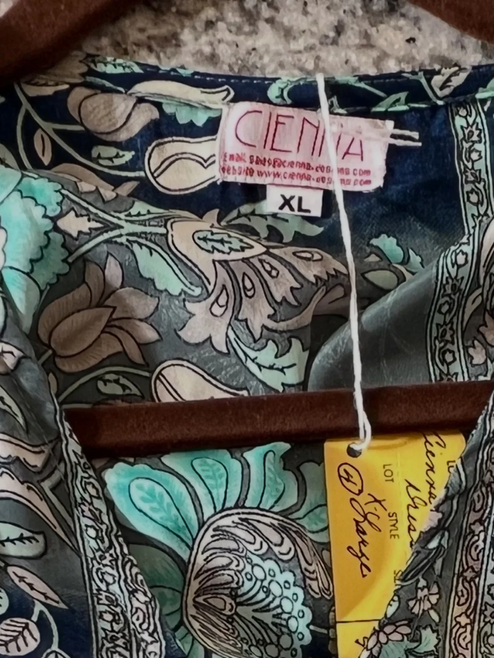 Cienna Bohemian Navy Blue and Teal Floral Wrap Maxi Dress - Size XL